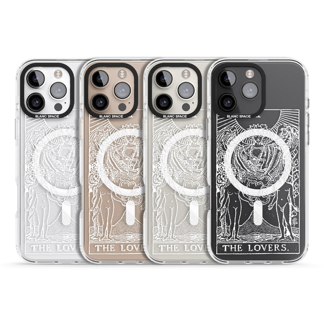 iPhone 16 Pro Max Personalised The Lovers Tarot Card - White Transparent Black Impact Phone Case