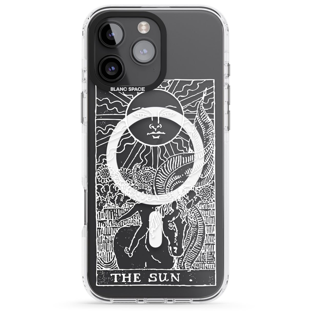 iPhone 16 Pro Max Personalised The Sun Tarot Card - White Transparent Black Impact Phone Case