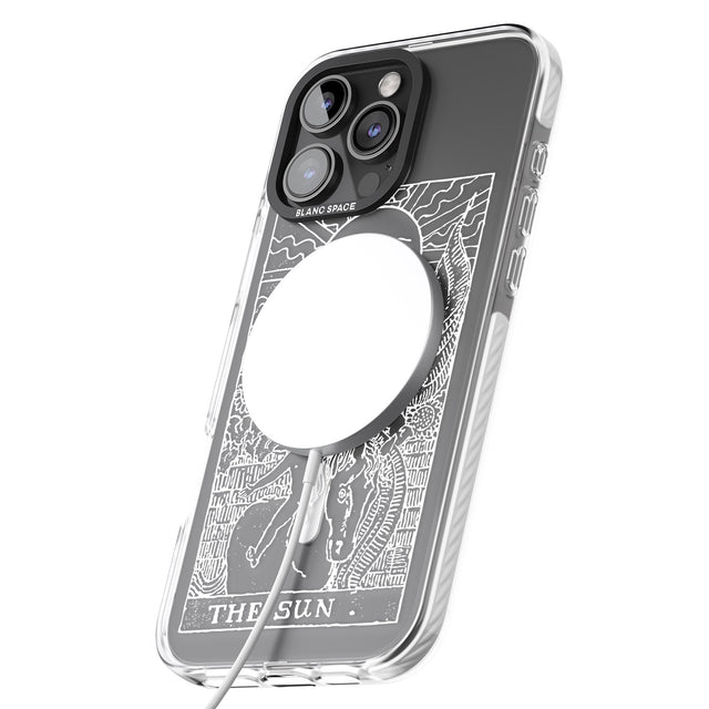 iPhone 16 Pro Max Personalised The Sun Tarot Card - White Transparent Black Impact Phone Case