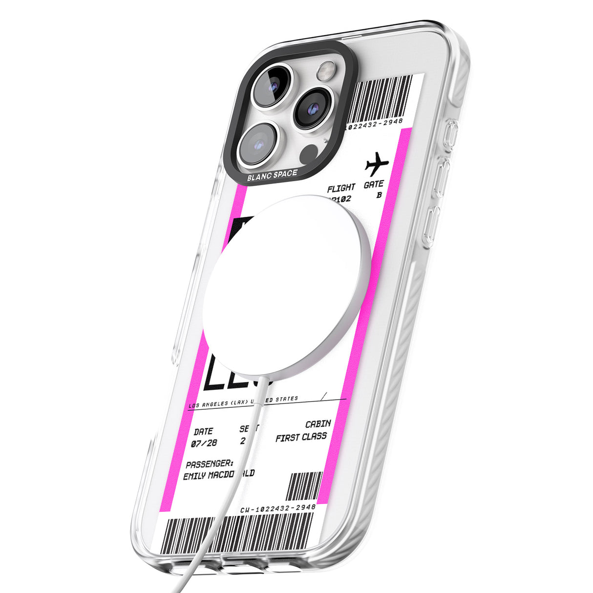 iPhone 16 Pro Max Personalised Los Angeles Boarding Pass Black Impact Phone Case