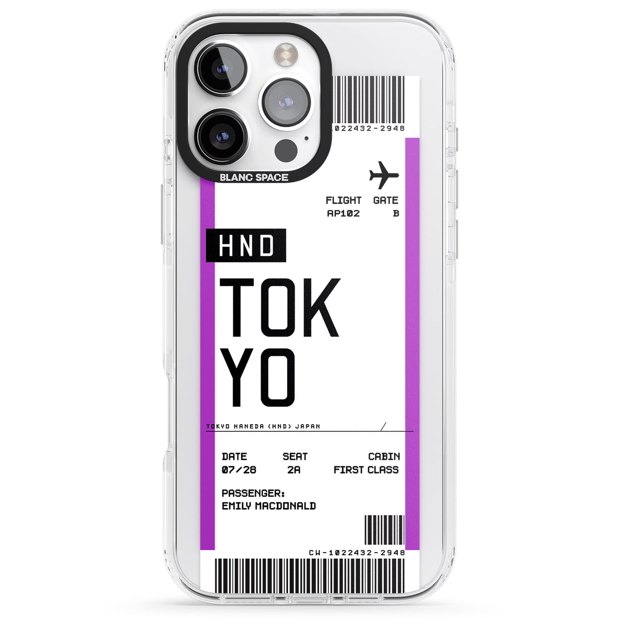 iPhone 16 Pro Max Personalised Tokyo Boarding Pass Black Impact Phone Case