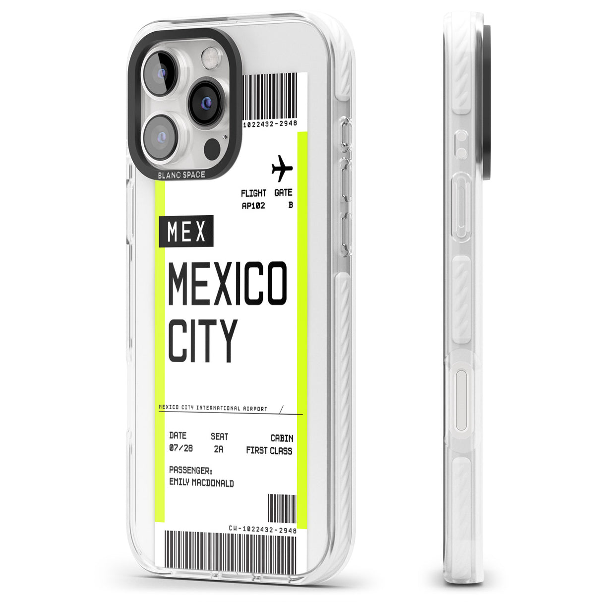 iPhone 16 Pro Max Personalised Mexico City Boarding Pass Black Impact Phone Case