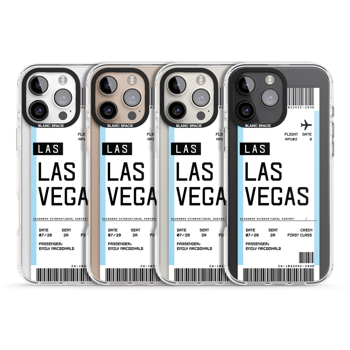 iPhone 16 Pro Max Personalised Las Vegas Boarding Pass Black Impact Phone Case