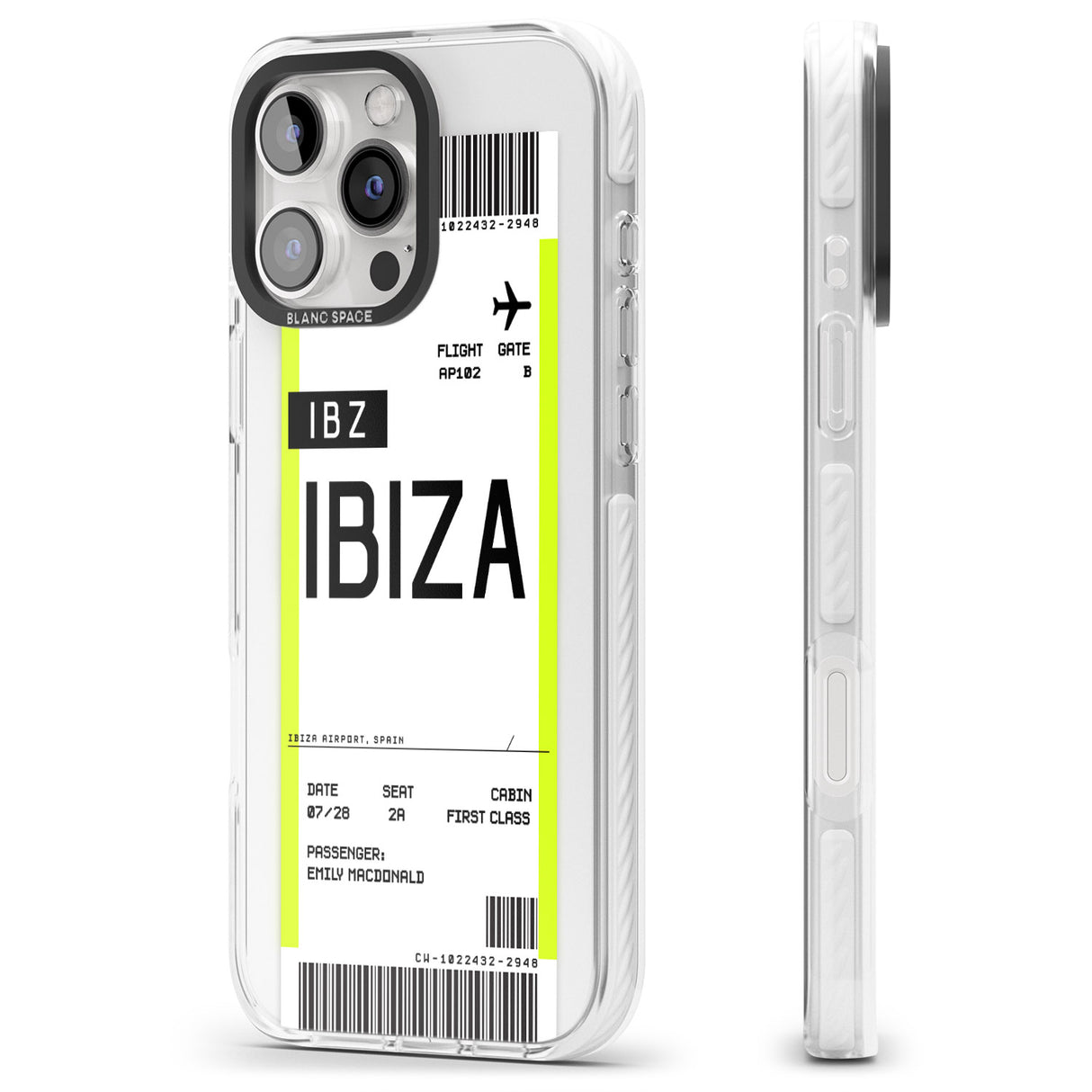 iPhone 16 Pro Max Personalised Ibiza Boarding Pass Black Impact Phone Case