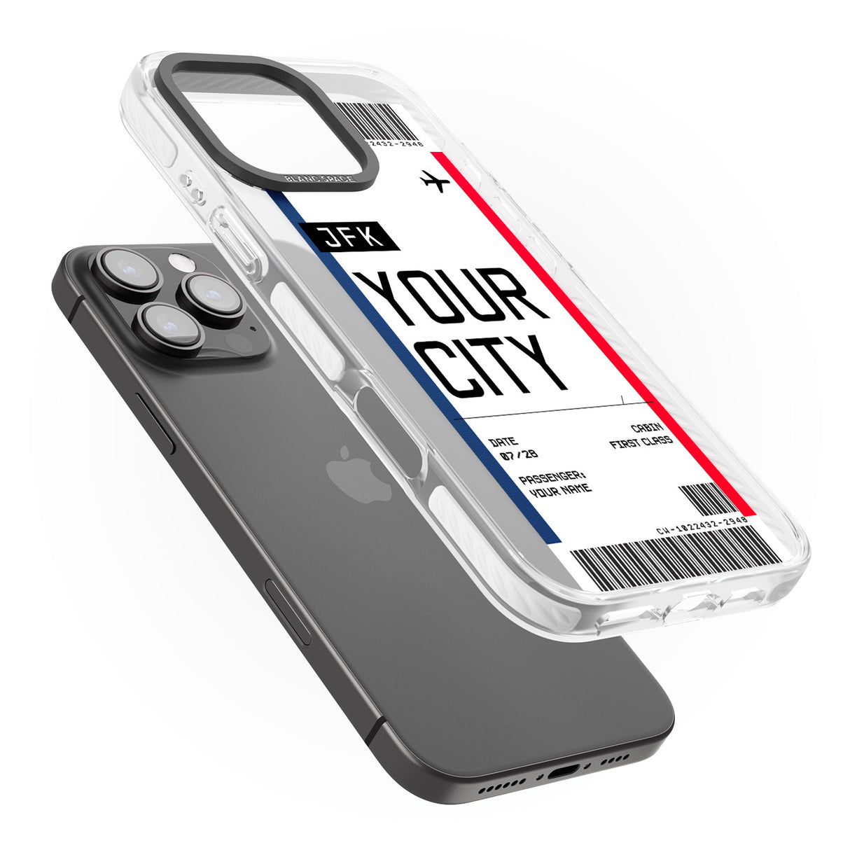 iPhone 16 Pro Max Personalised Create Your Own Boarding Pass Ticket Black Impact Phone Case