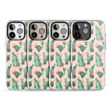 iPhone 16 Pro Max Pink Cactus Pattern Design Black Impact Phone Case