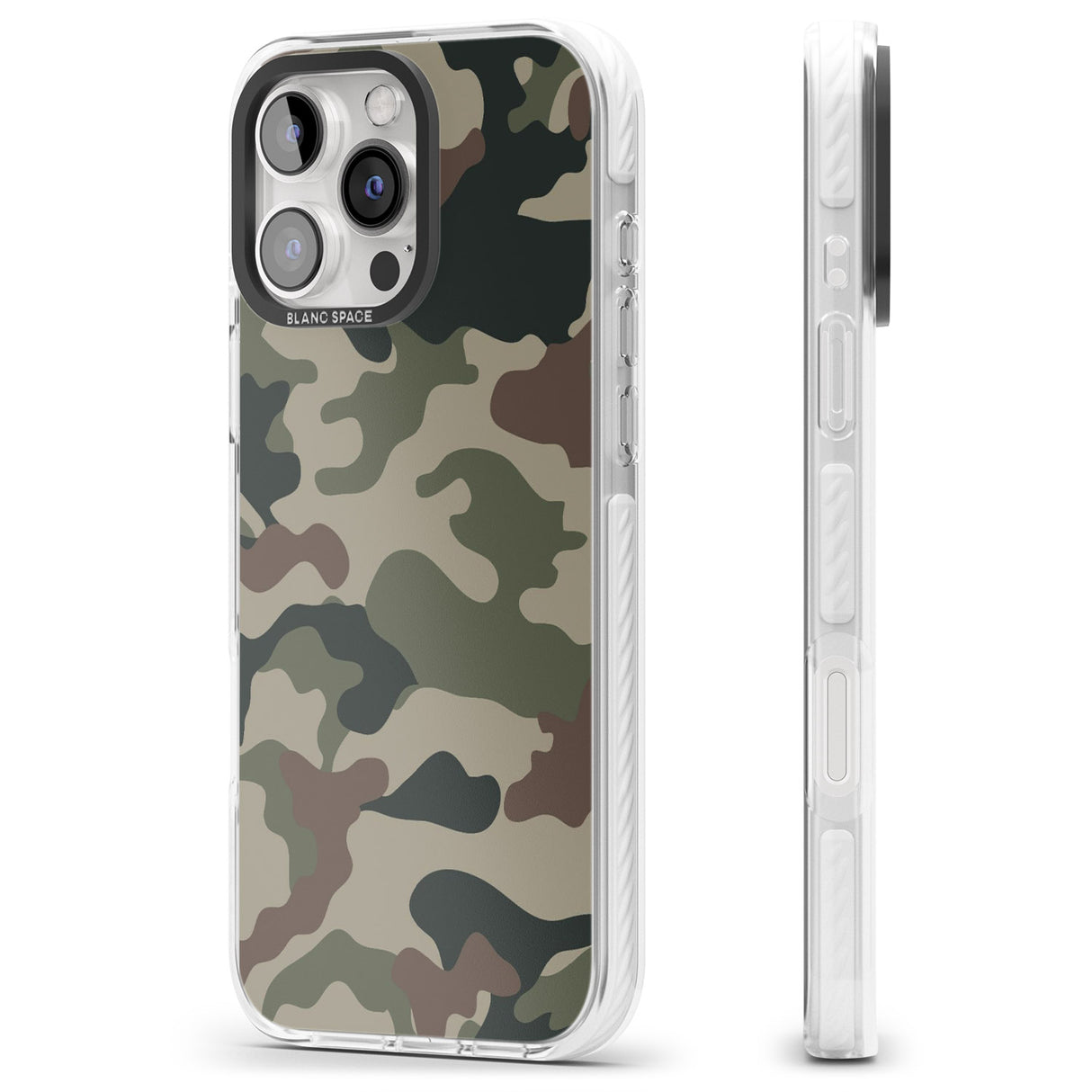 iPhone 16 Pro Max Green and Brown Camo Black Impact Phone Case