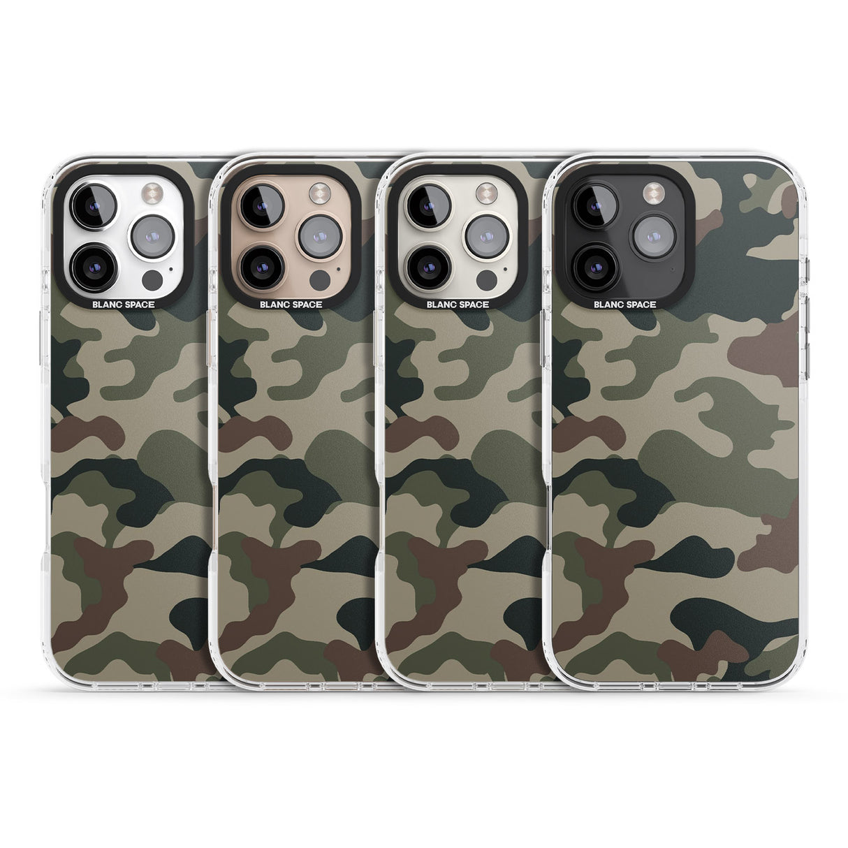 iPhone 16 Pro Max Green and Brown Camo Black Impact Phone Case