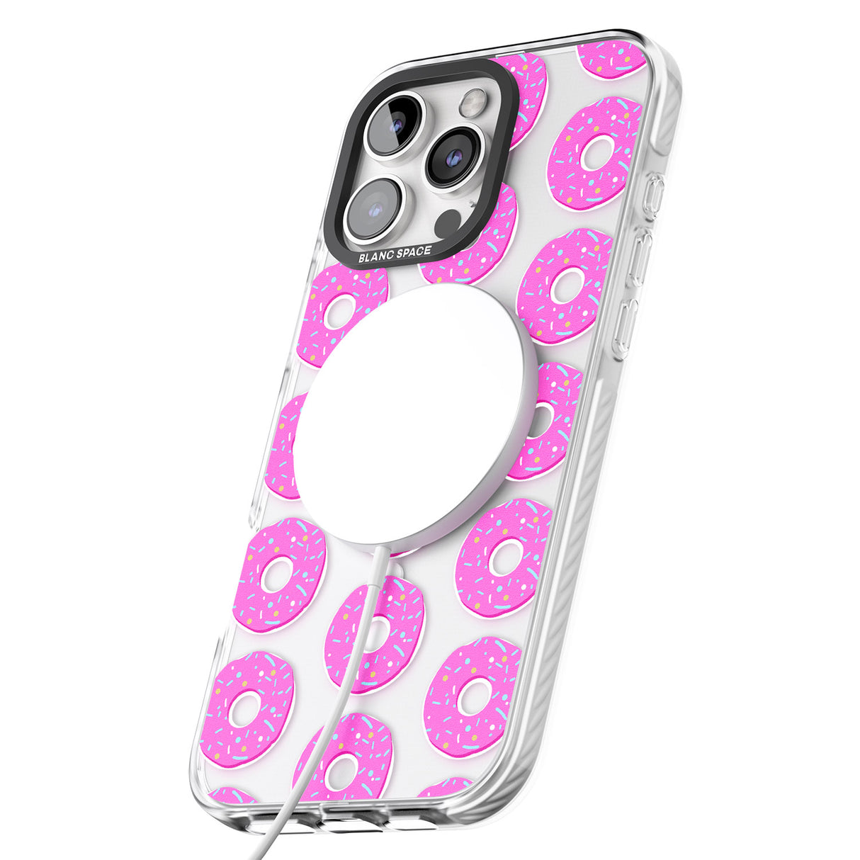 iPhone 16 Pro Max Pink Donut Pattern Black Impact Phone Case