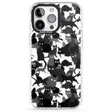 iPhone 16 Pro Max Black & White Cat Camouflage Black Impact Phone Case