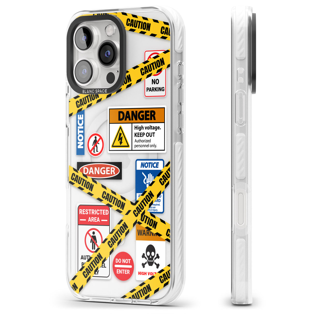 iPhone 16 Pro Max CAUTION Black Impact Phone Case