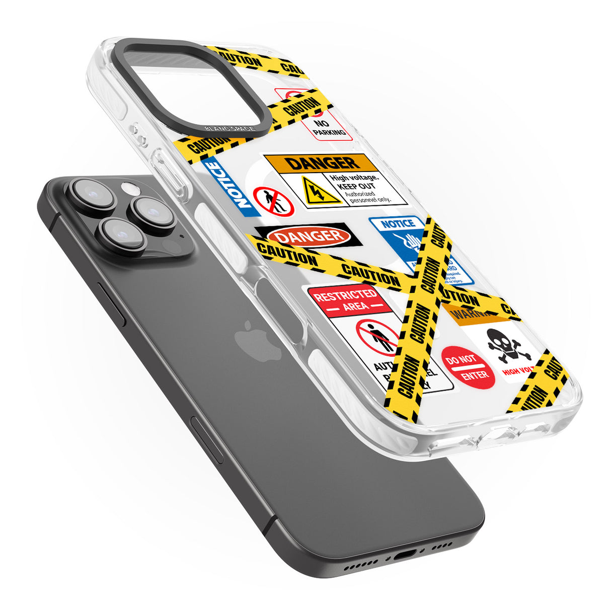 iPhone 16 Pro Max CAUTION Black Impact Phone Case