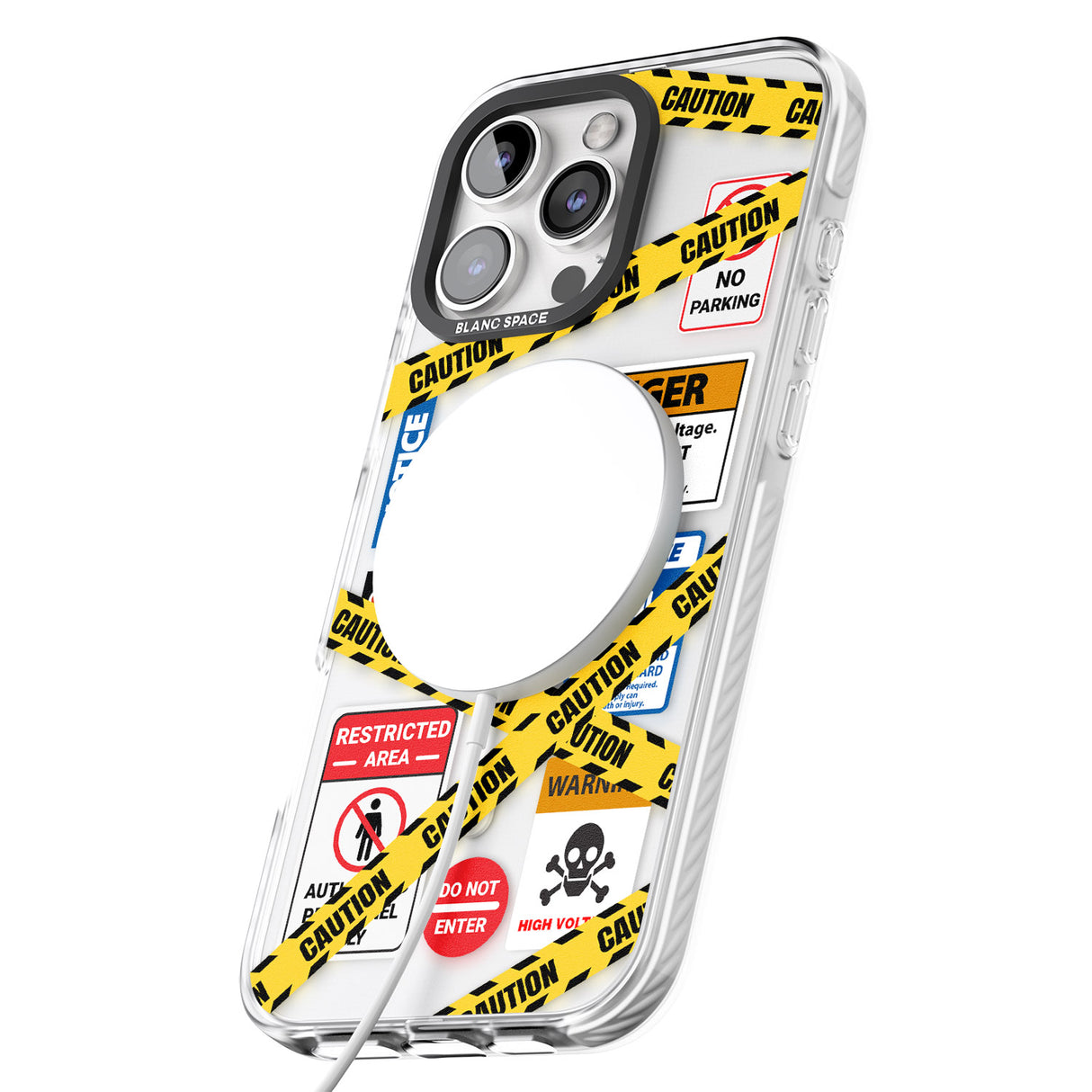 iPhone 16 Pro Max CAUTION Black Impact Phone Case