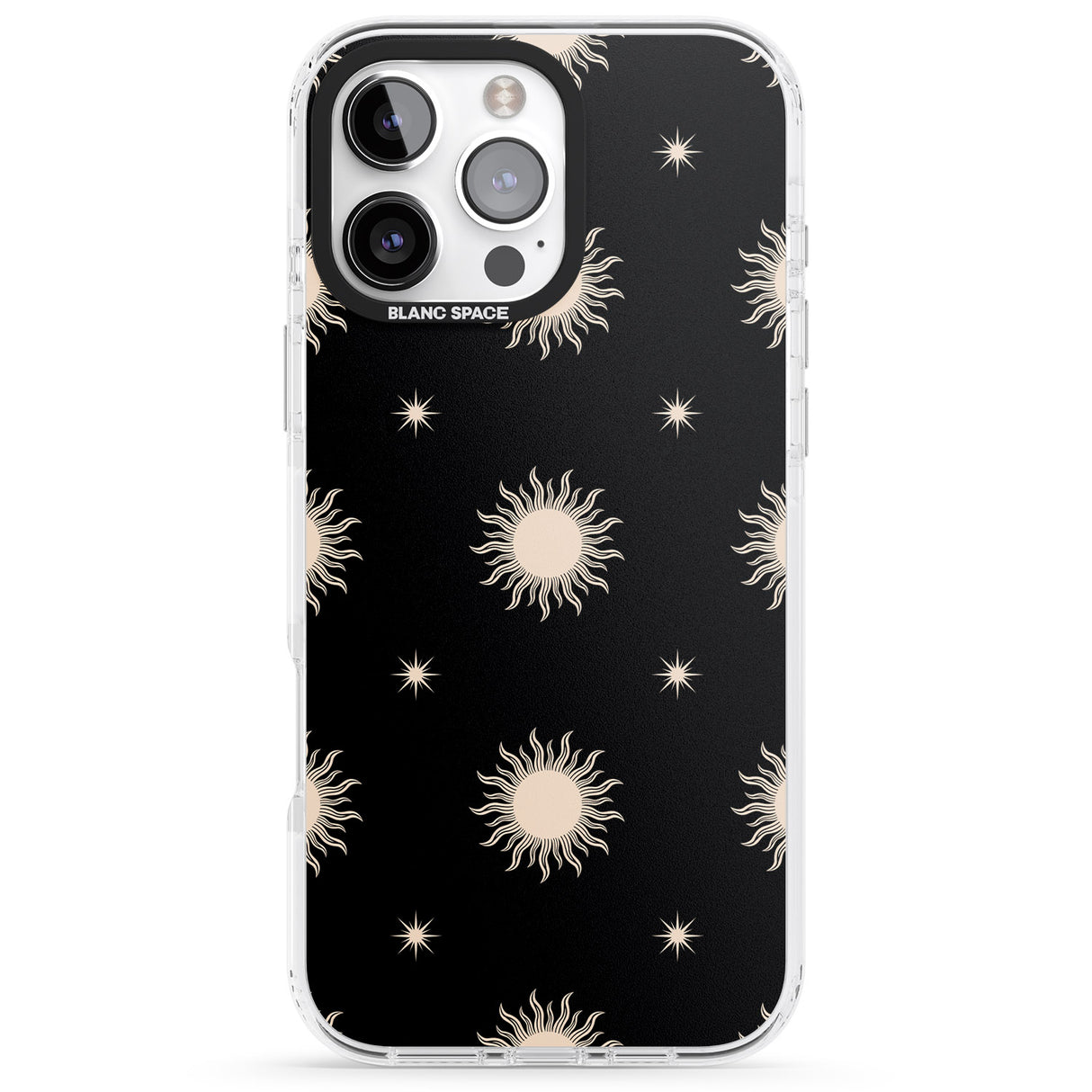 iPhone 16 Pro Max Celestial Patterns Classic Suns (Black) Black Impact Phone Case