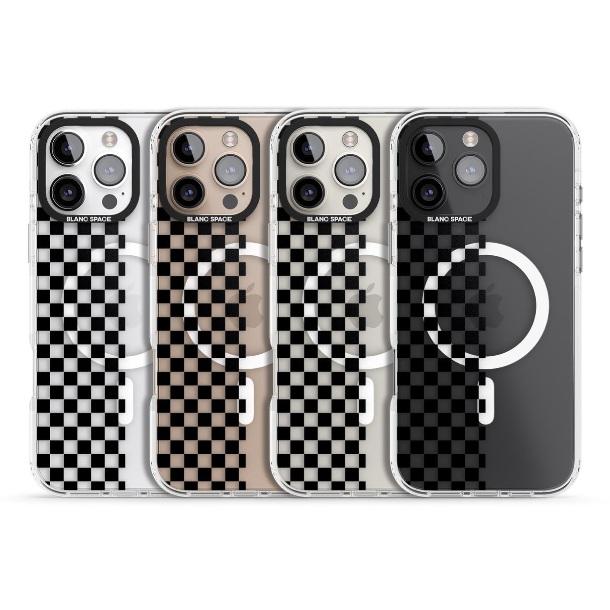 iPhone 16 Pro Max Checker: Half Black Check on Clear Black Impact Phone Case