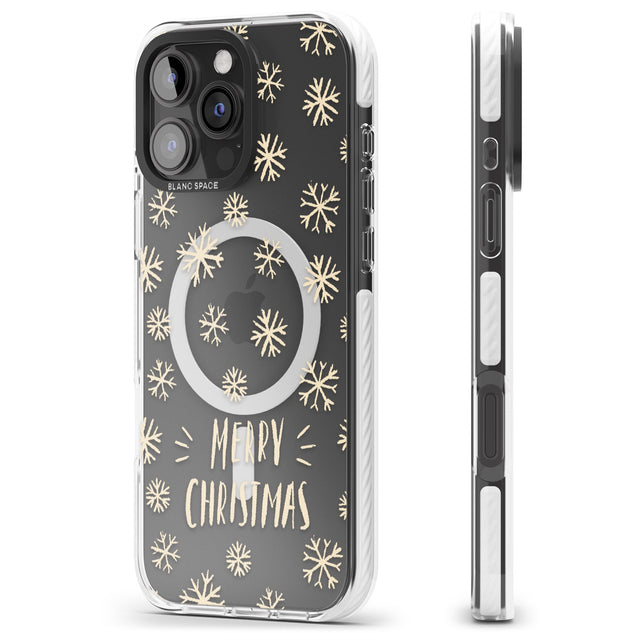 iPhone 16 Pro Max Christmas Snowflake Pattern Black Impact Phone Case