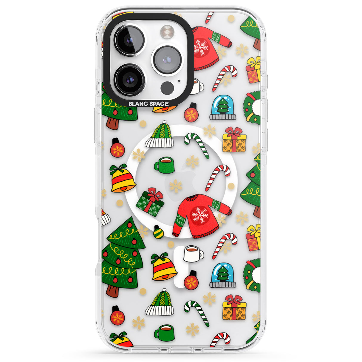 iPhone 16 Pro Max Christmas Mixture Pattern Black Impact Phone Case