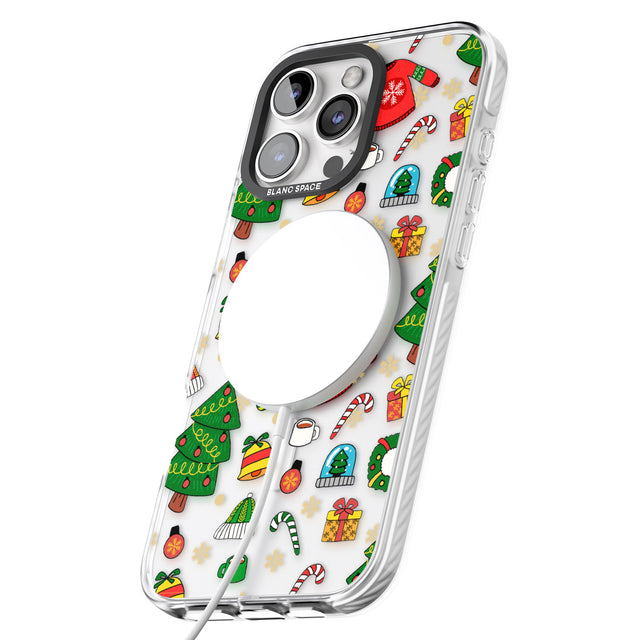 iPhone 16 Pro Max Christmas Mixture Pattern Black Impact Phone Case