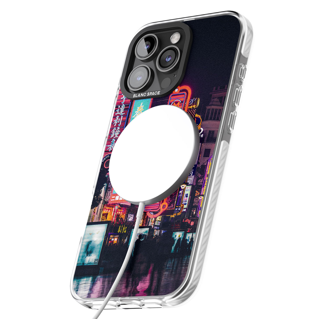 iPhone 16 Pro Max Busy Street - Neon Cities Photographs Black Impact Phone Case