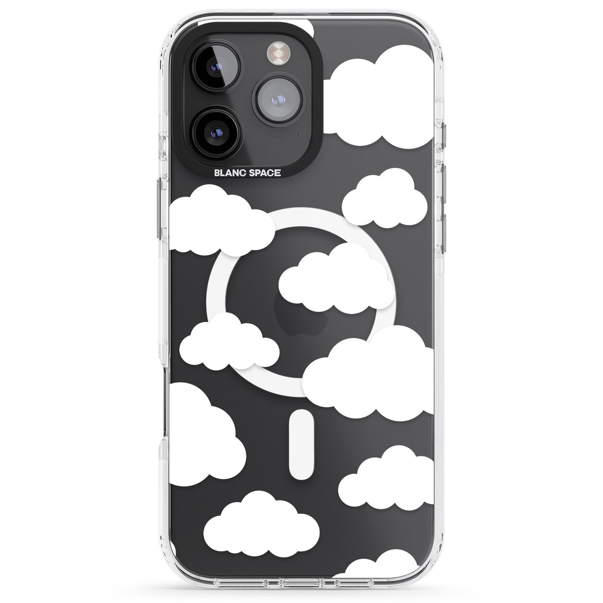 iPhone 16 Pro Max Transparent Cloud Pattern Black Impact Phone Case