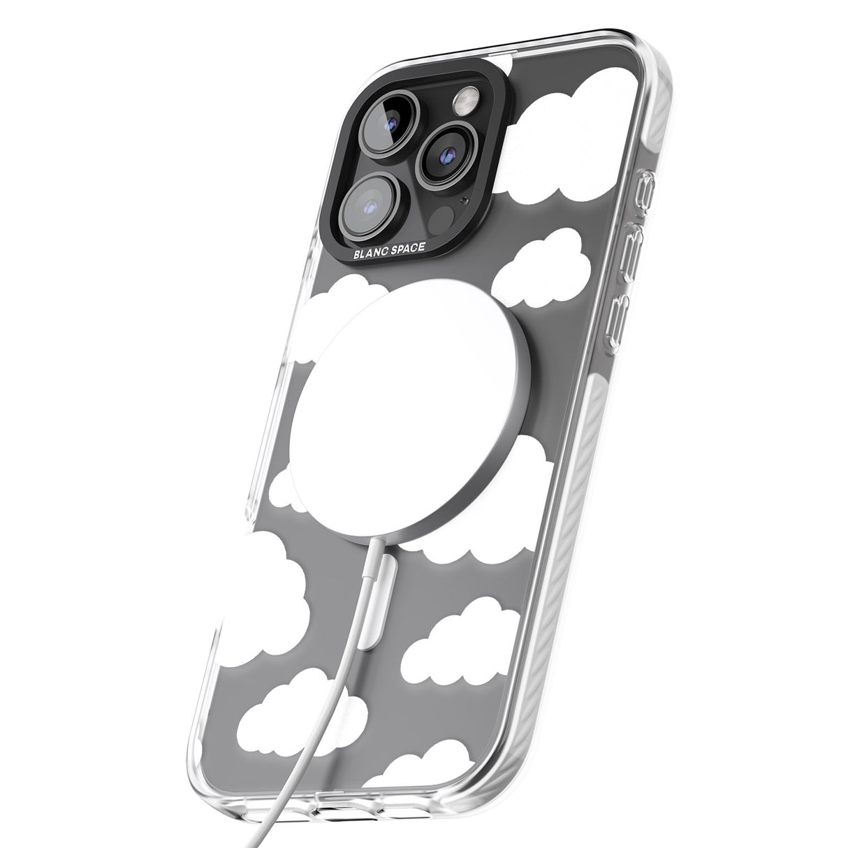 iPhone 16 Pro Max Transparent Cloud Pattern Black Impact Phone Case