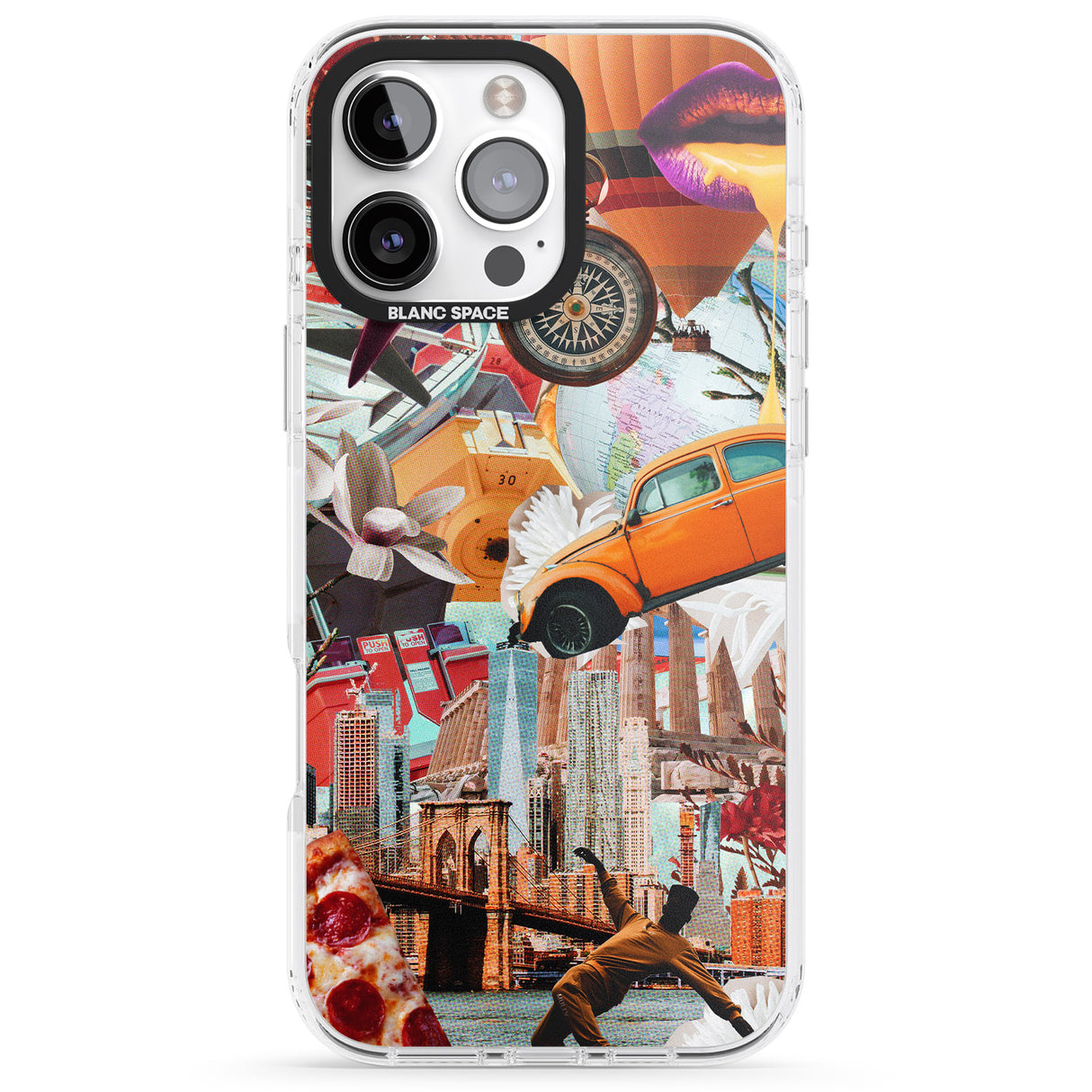 iPhone 16 Pro Max Vintage Collage: New York Mix Black Impact Phone Case