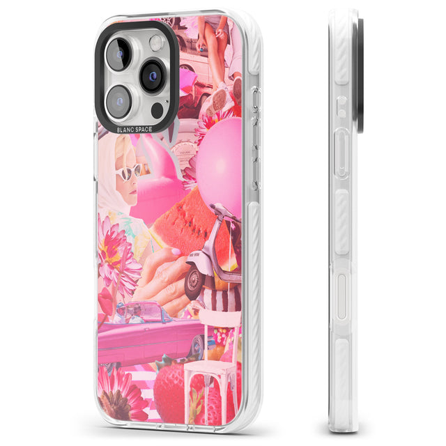 iPhone 16 Pro Max Vintage Collage: Pink Glamour Black Impact Phone Case