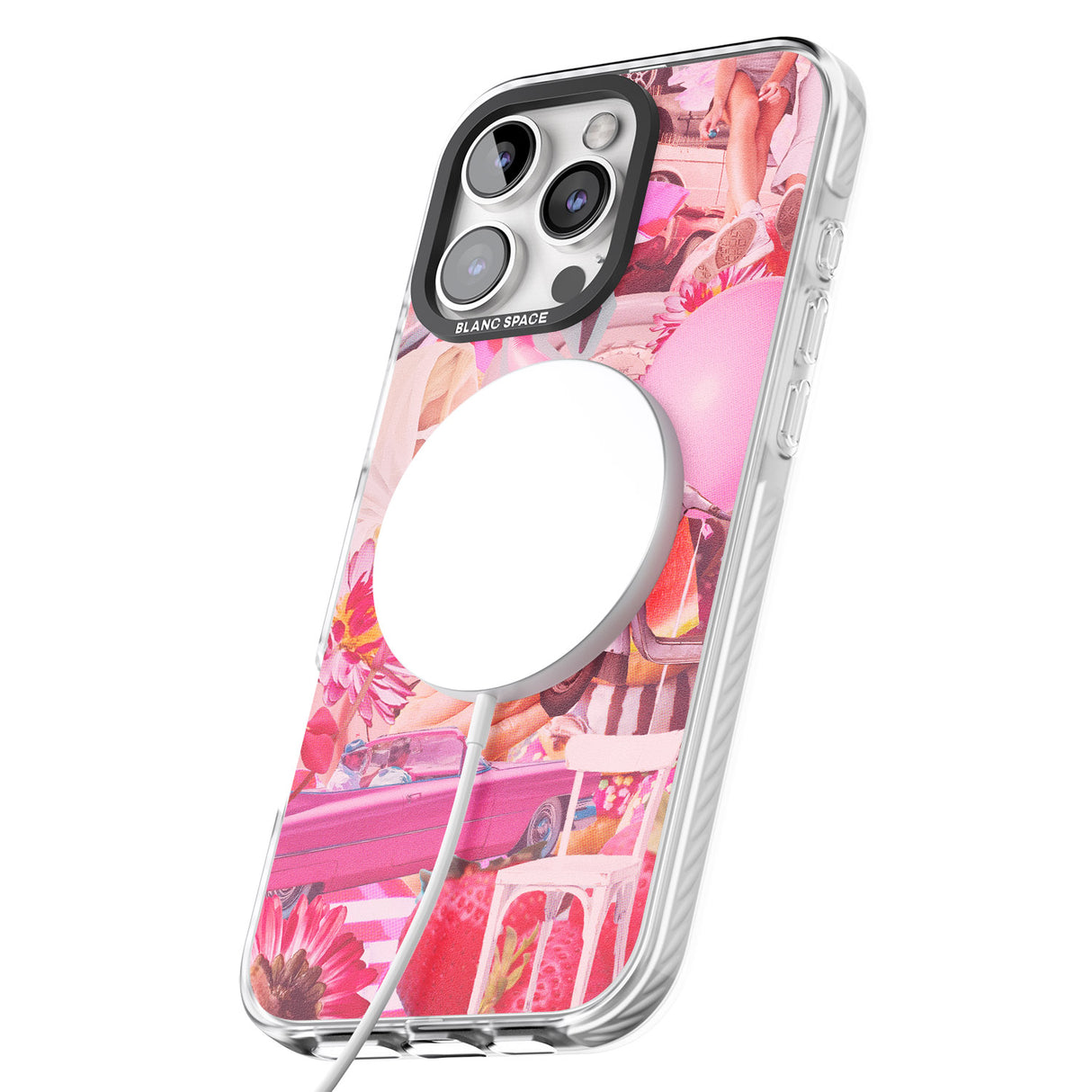 iPhone 16 Pro Max Vintage Collage: Pink Glamour Black Impact Phone Case