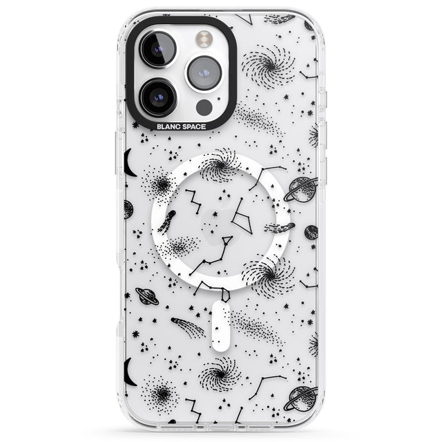 iPhone 16 Pro Max Mixed Galaxy Pattern Black Impact Phone Case