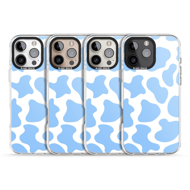 iPhone 16 Pro Max Blue and White Cow Print Black Impact Phone Case