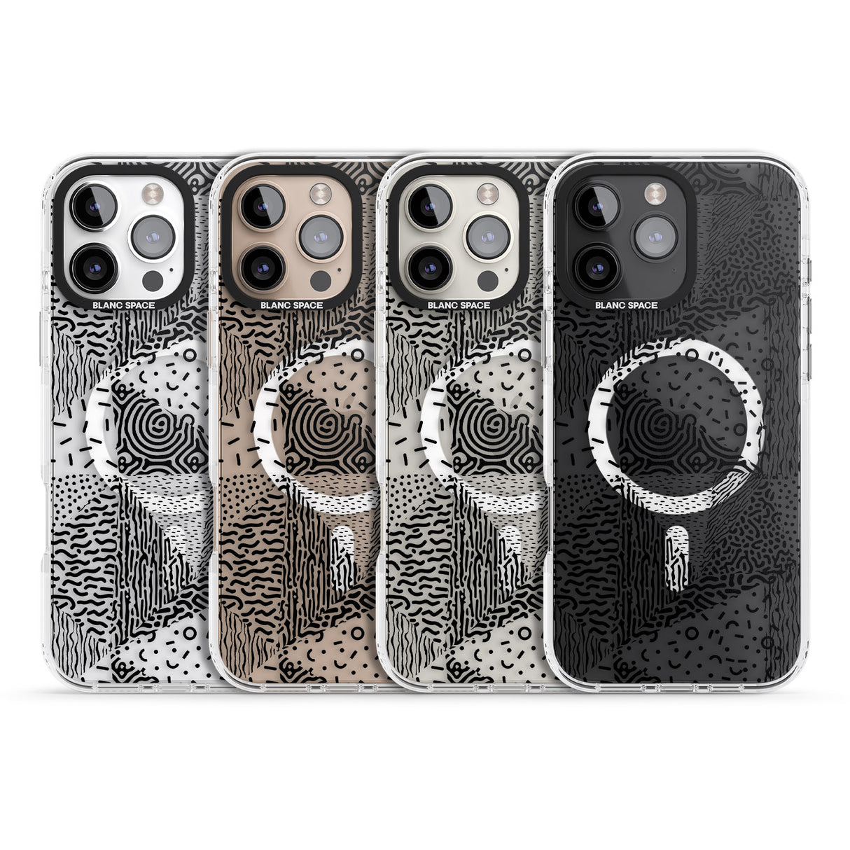 iPhone 16 Pro Max Pattern Mashup (Black) Black Impact Phone Case