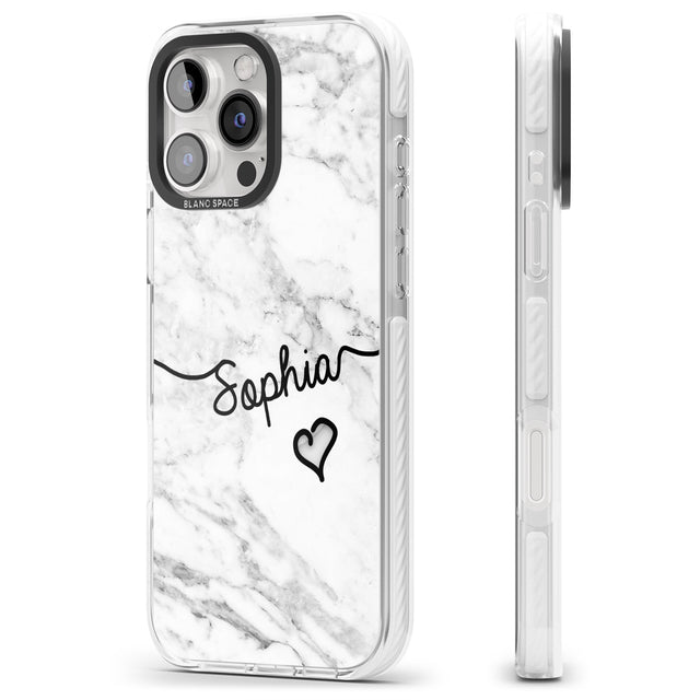 iPhone 16 Pro Max White Marble Black Impact Phone Case