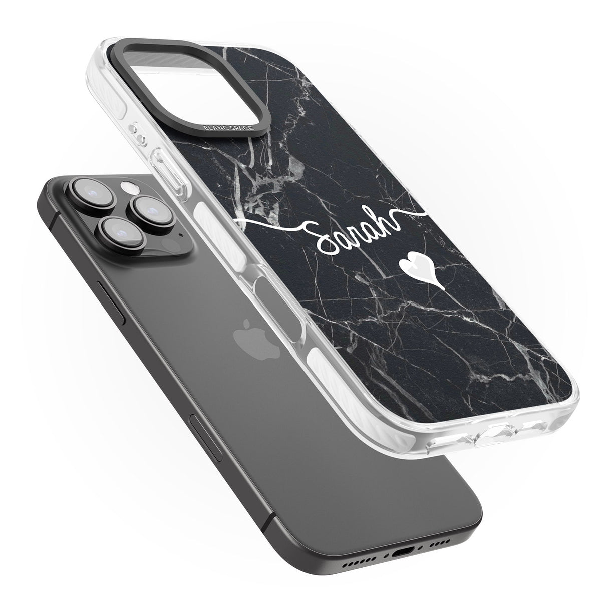 iPhone 16 Pro Max Black Marble Black Impact Phone Case