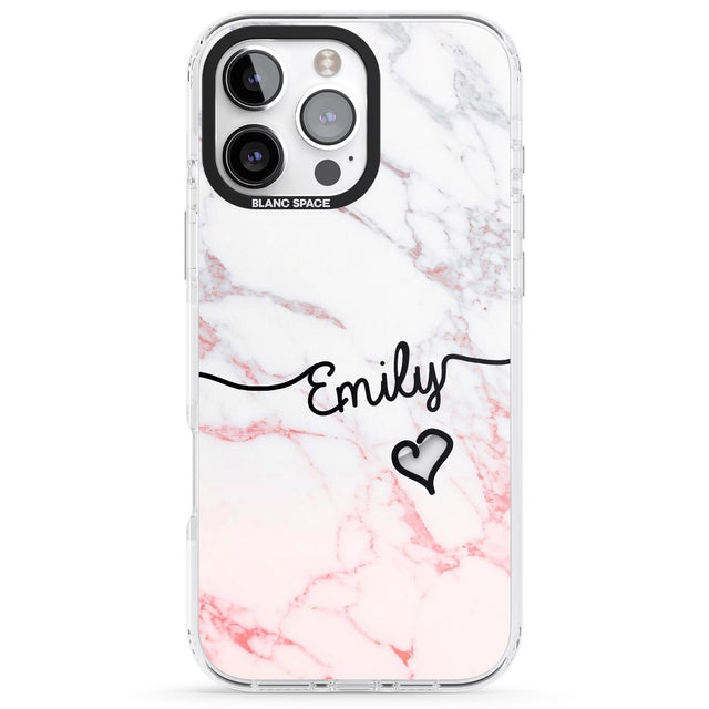 iPhone 16 Pro Max Pink Fade Marble Black Impact Phone Case