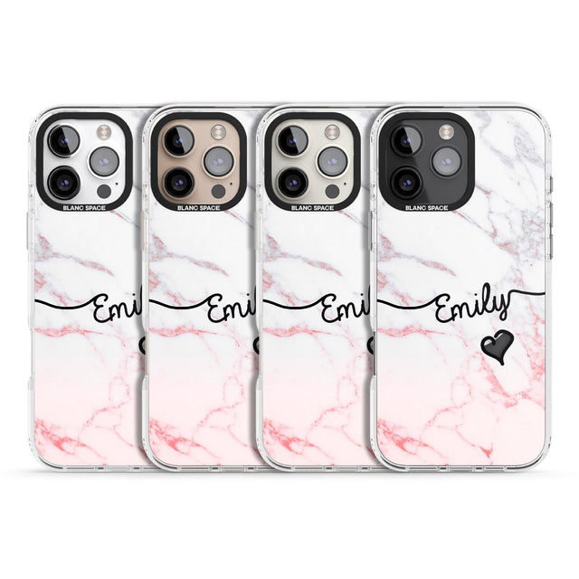 iPhone 16 Pro Max Pink Fade Marble Black Impact Phone Case