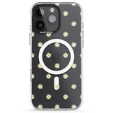 iPhone 16 Pro Max Daisy Pattern Transparent Cute Floral Black Impact Phone Case