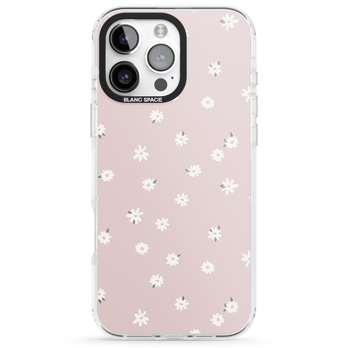 iPhone 16 Pro Max Painted Daises on Pink Black Impact Phone Case