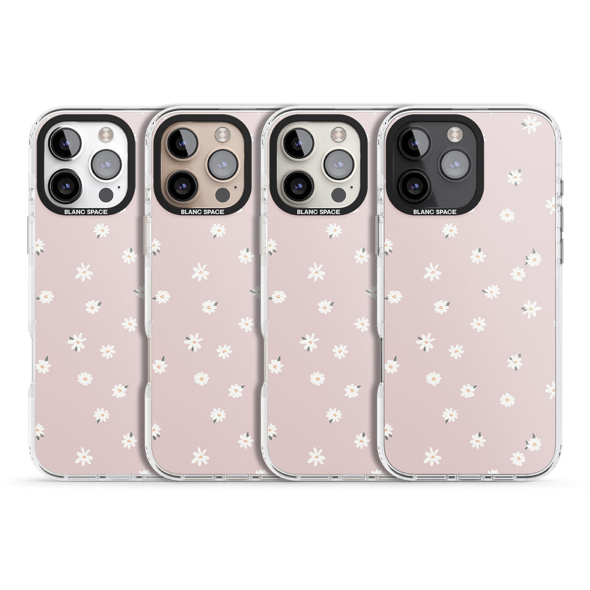 iPhone 16 Pro Max Painted Daises on Pink Black Impact Phone Case