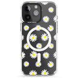 iPhone 16 Pro Max White Daisy Pattern (Clear) Black Impact Phone Case