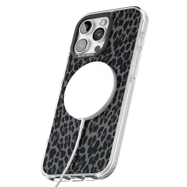 iPhone 16 Pro Max Dark Animal Print Pattern Small Leopard Black Impact Phone Case