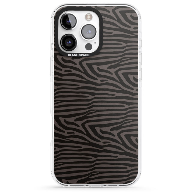 iPhone 16 Pro Max Dark Animal Print Pattern Zebra Black Impact Phone Case