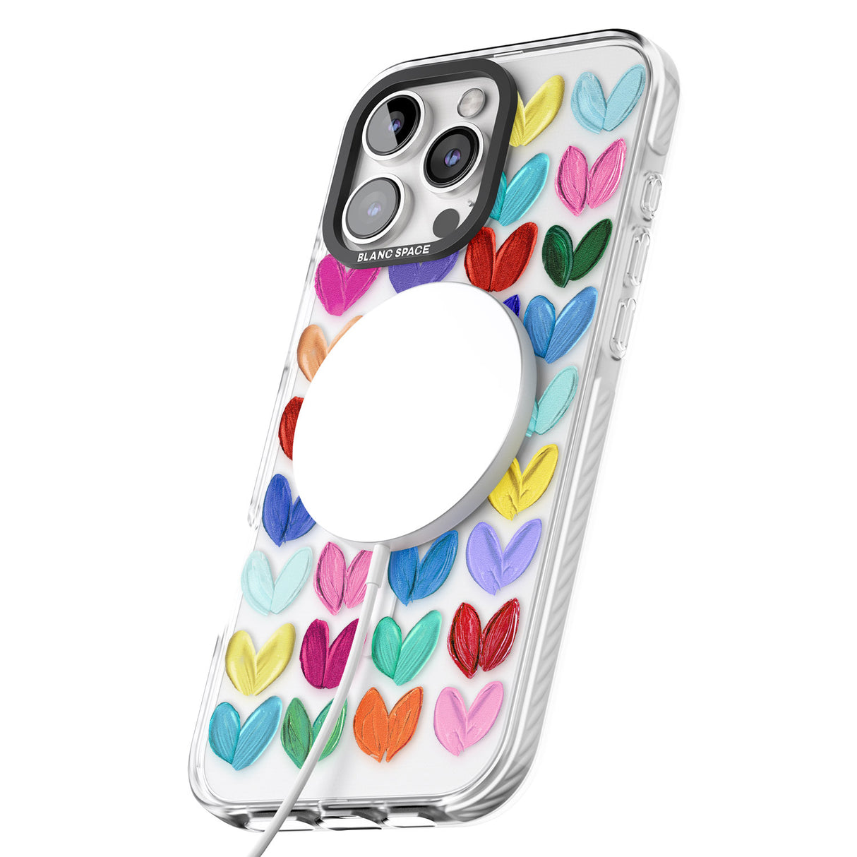 iPhone 16 Pro Max Oil Painted Hearts Black Impact Phone Case