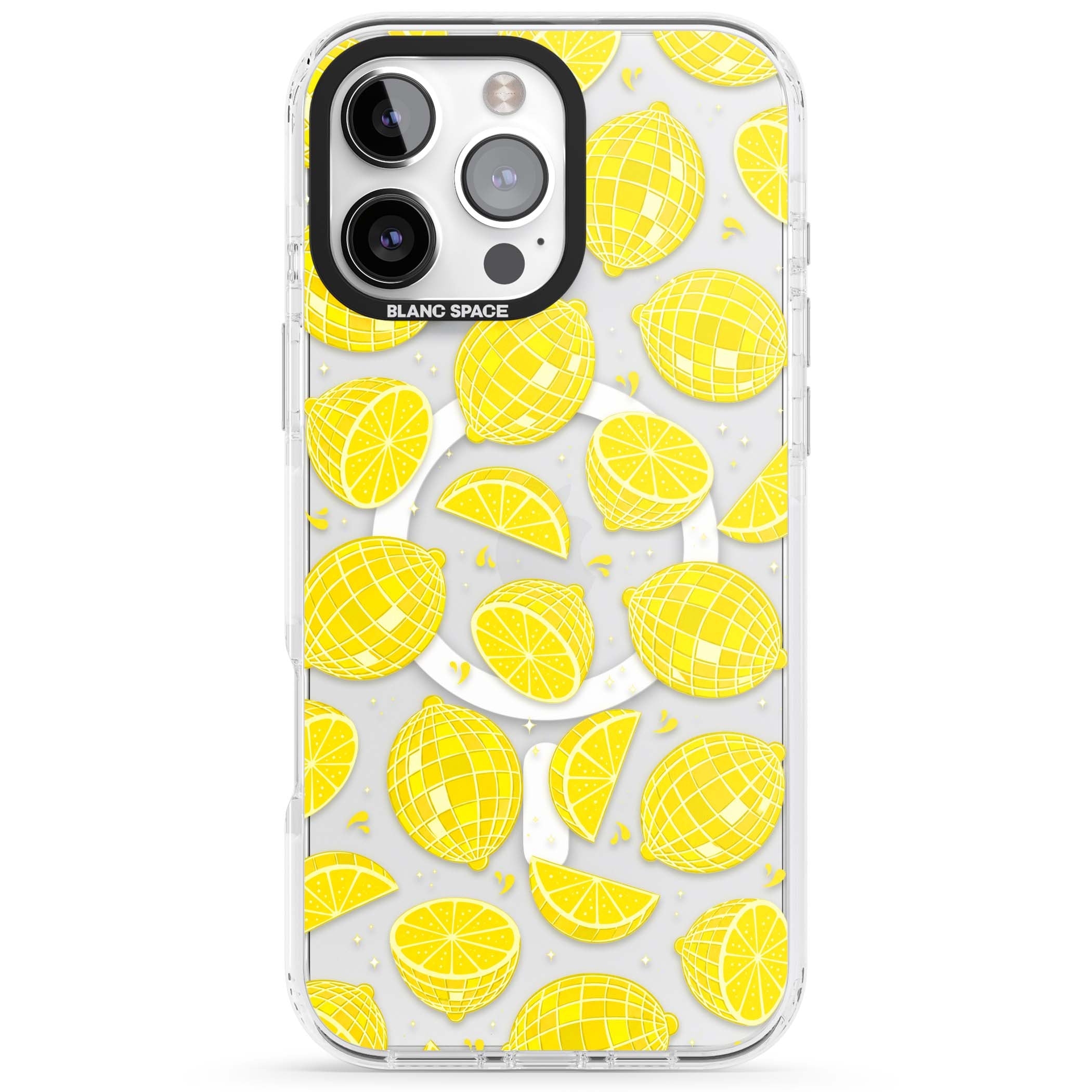 Disco Lemons citrus iPhone case featuring mirrorball lemons, sliced fruit and sparkle accents | Impact Magsafe case for iPhone 16 Pro, iPhone 16 Pro Max