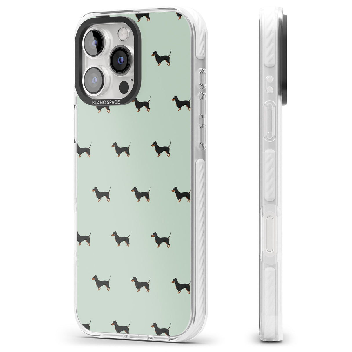 iPhone 16 Pro Max Dachshund Dog Pattern Black Impact Phone Case