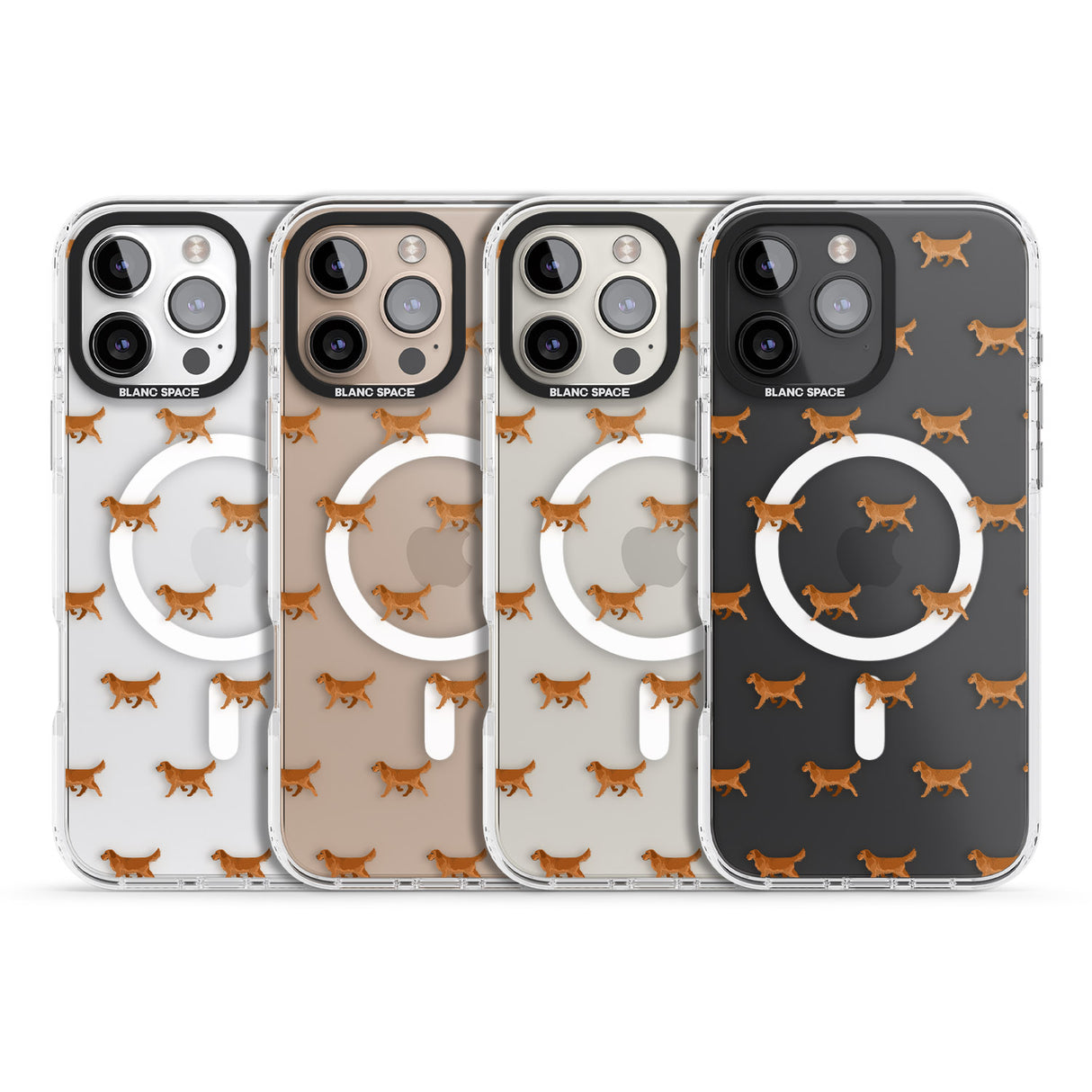 iPhone 16 Pro Max Golden Retriever Dog Pattern Clear Black Impact Phone Case