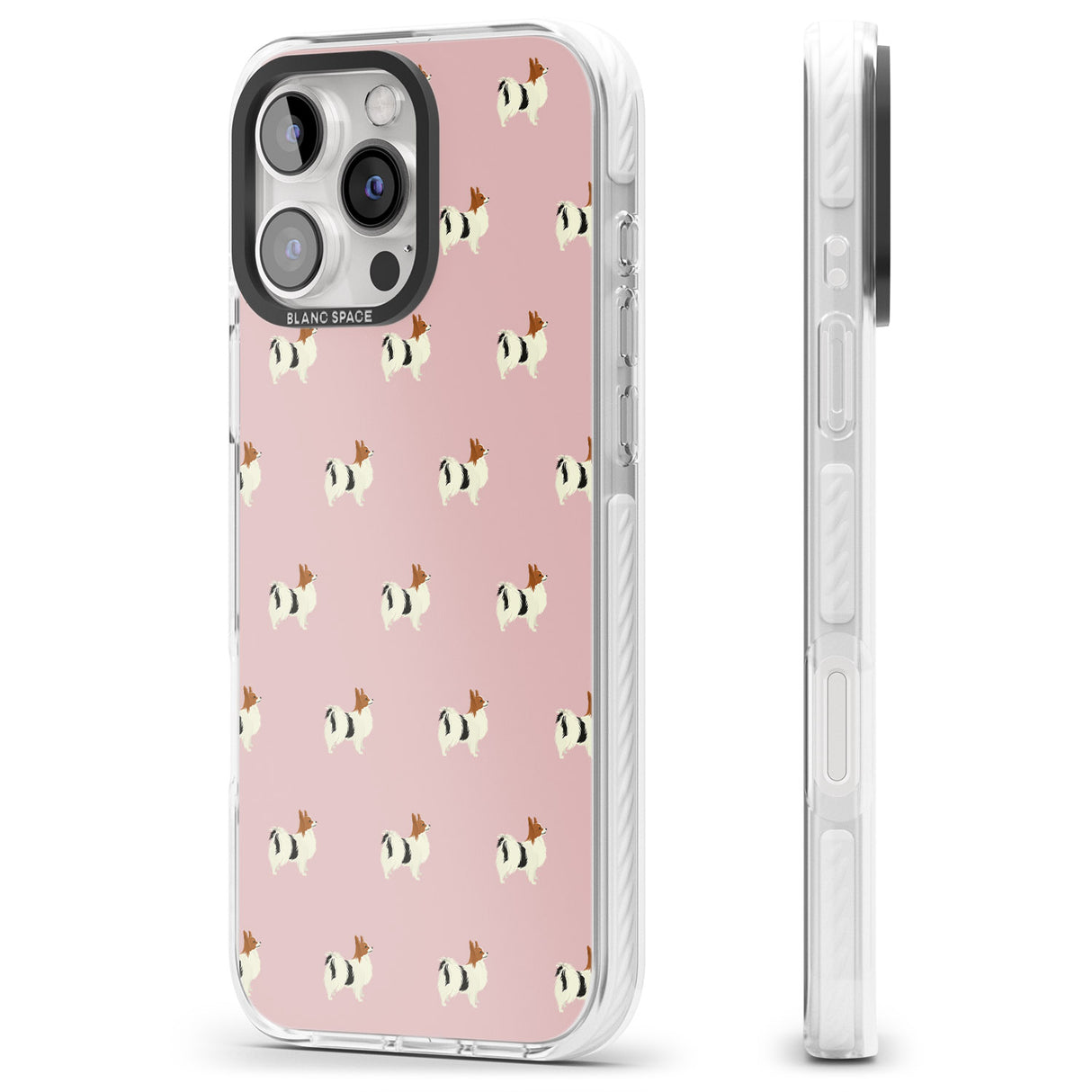 iPhone 16 Pro Max Papillon Dog Pattern Black Impact Phone Case