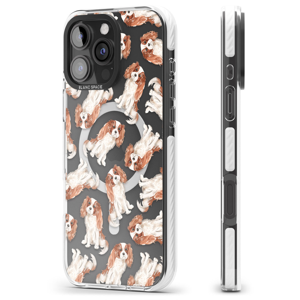 iPhone 16 Pro Max Cavalier King Charles Spaniel Dog Pattern Black Impact Phone Case