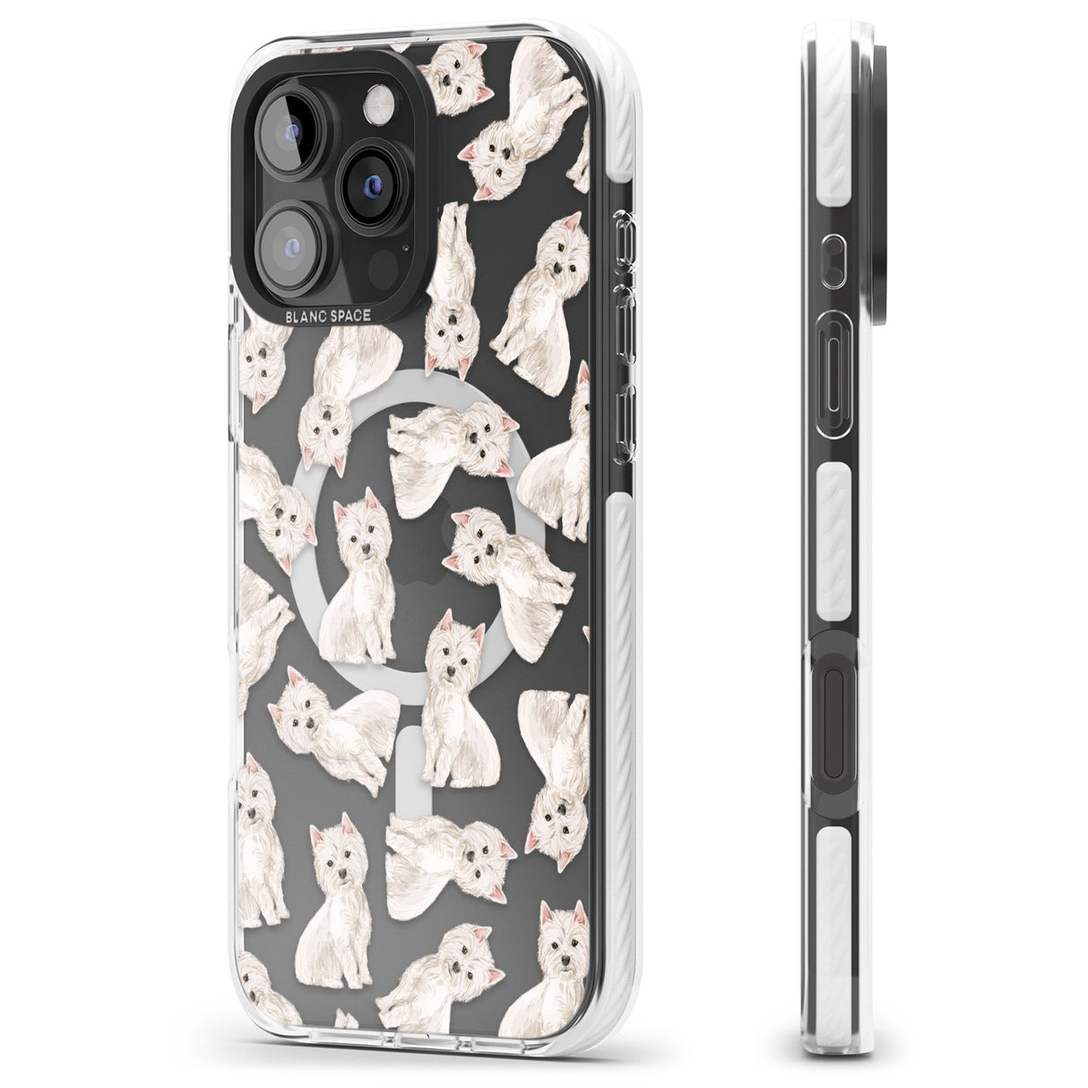 iPhone 16 Pro Max Westie Watercolour Dog Pattern Black Impact Phone Case