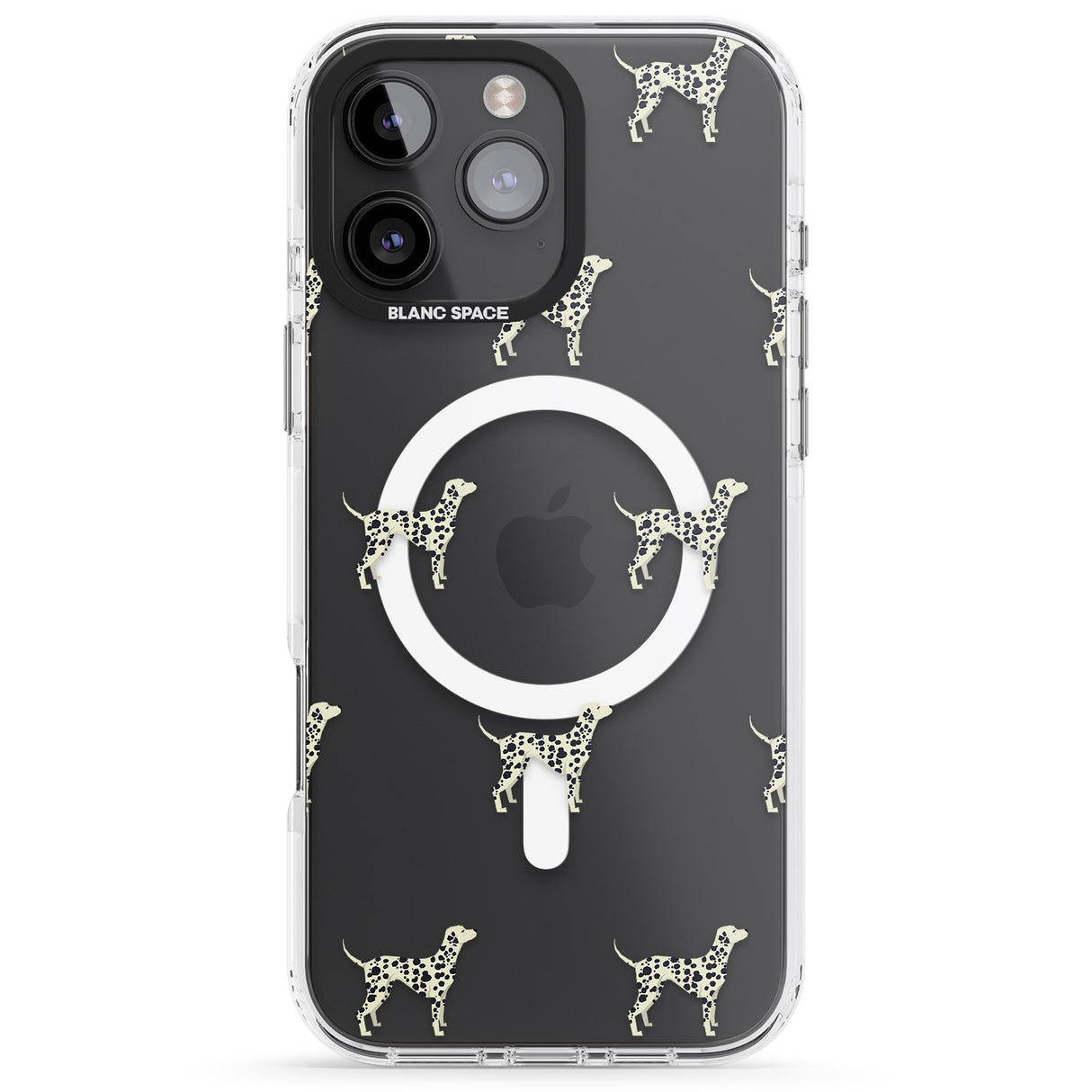 iPhone 16 Pro Max Dalmation Dog Pattern Clear Black Impact Phone Case