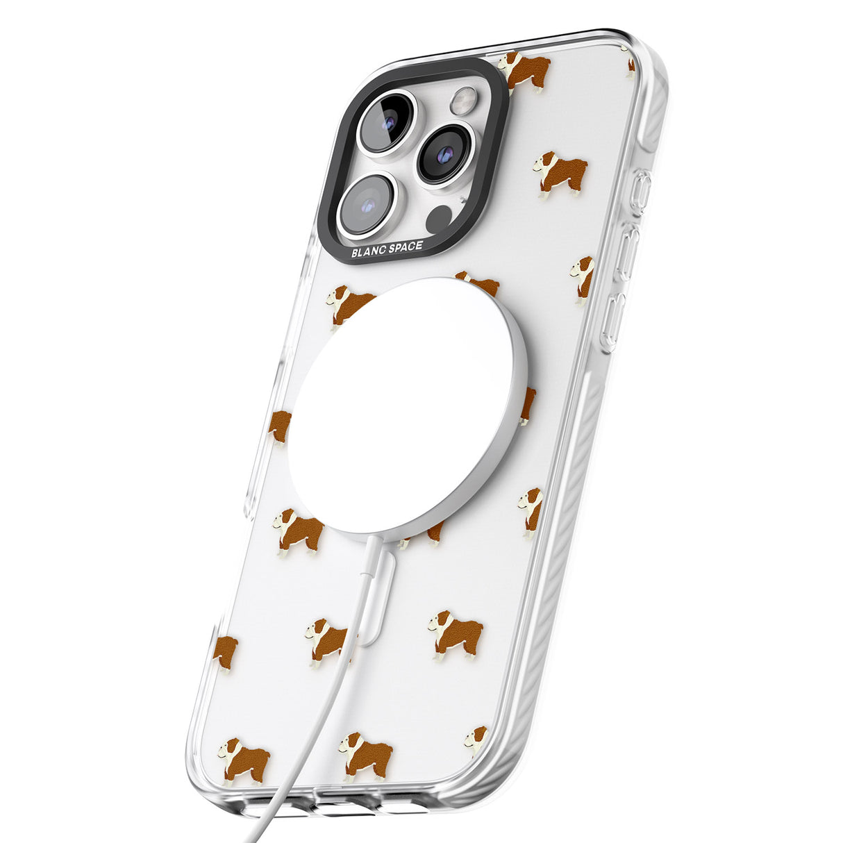 iPhone 16 Pro Max English Bulldog Dog Pattern Clear Black Impact Phone Case